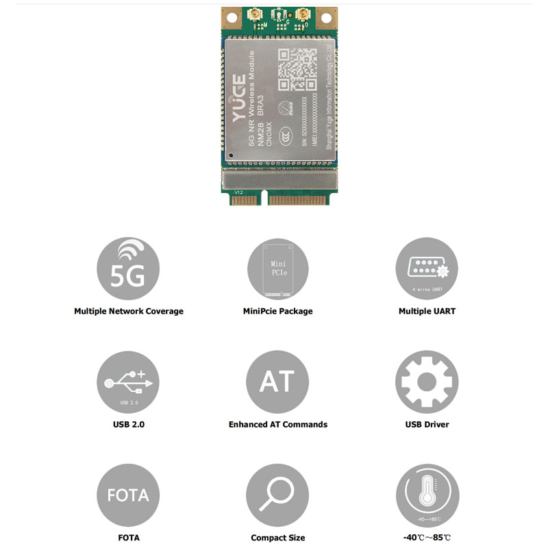 域格5G RedCap模块NM28 BRA5CNCMX MiniPCIE接口