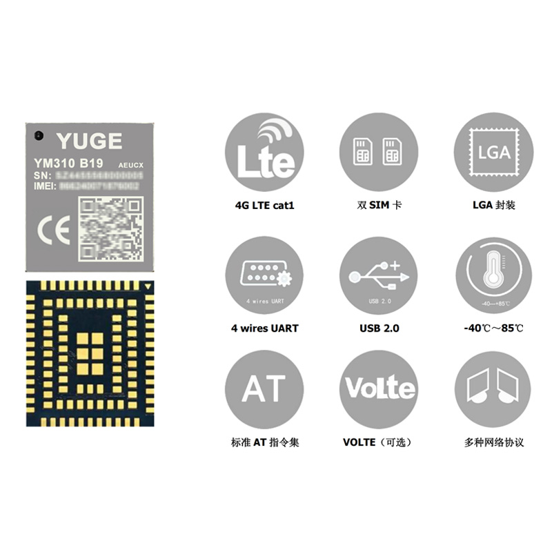 域格ASR平台Cat.1全球多频段通信模块YM310 B09 & YM310 B19
