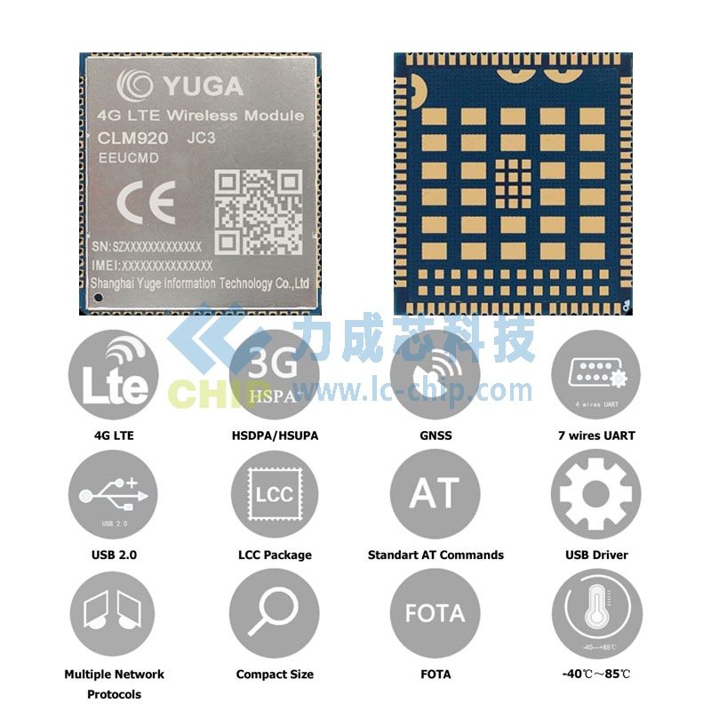 域格CLM920-JC3E ASR1803 LCC 4G Cat4通信模组