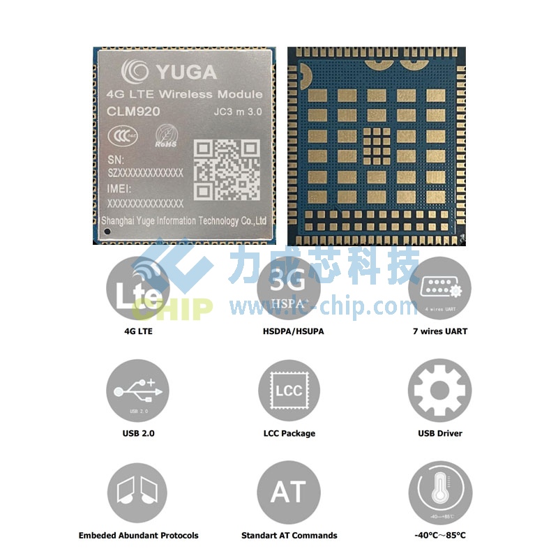域格CLM920-JC3 3.0 国内LTE Cat4工业通信模块 ASR1803 LCC封装
