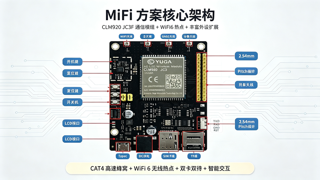 CLM920_JC3F MiFi方案架构 蜂窝模组+外挂WiFi6