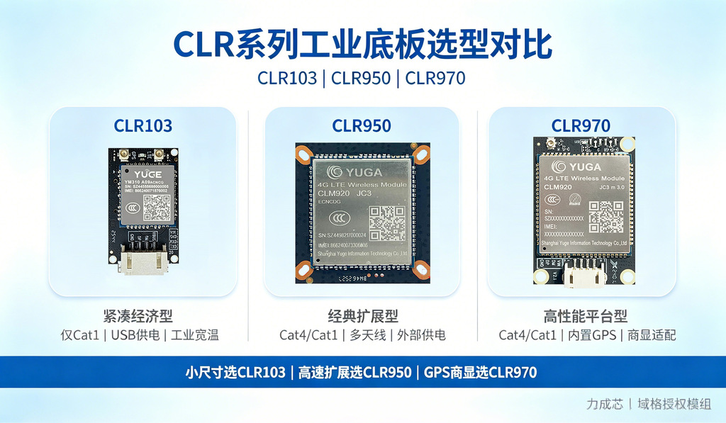 CLR103 CLR950 CLR970三款工业底板实物对比