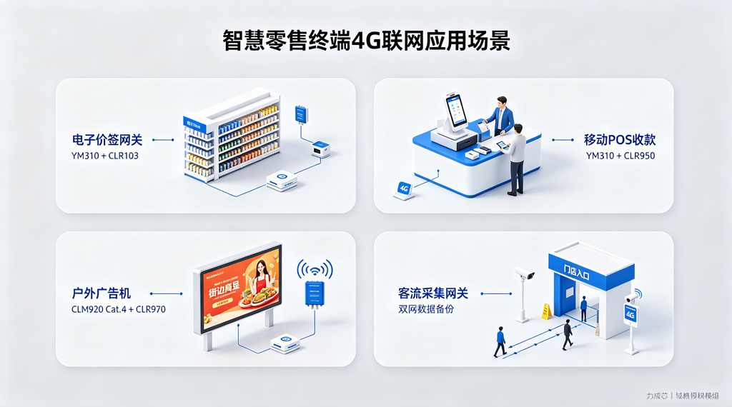电子价签/POS/广告机/客流网关四类零售终端应用场景