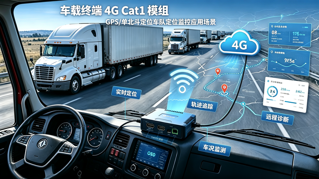 车载终端4G Cat1模组，GPS单北斗定位车队定位监控应用场景